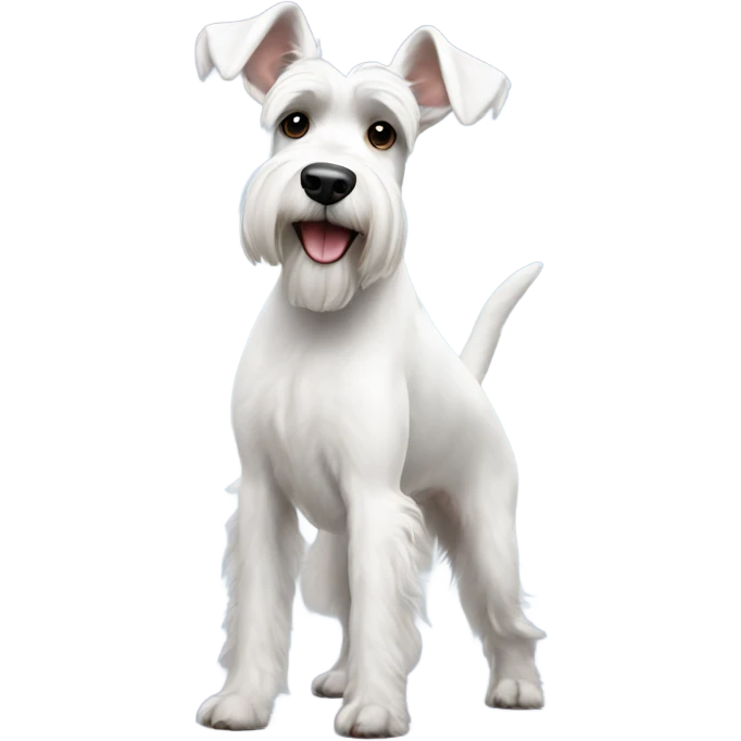white schnauzer with long ears doing hand stand  emoji
