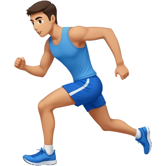 brunette fit man with blue shorts running very fast emoji