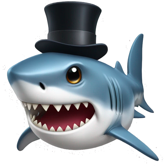 Shark with a top hat emoji