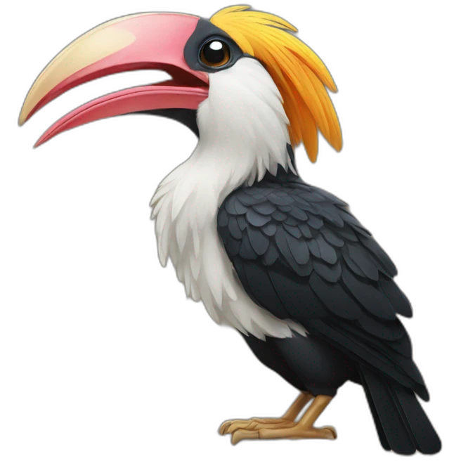 Lovely hornbill using laptop emoji