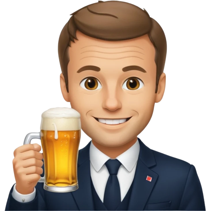 Macron qui boie une biere emoji