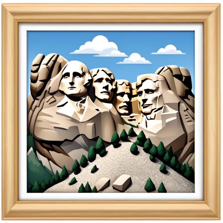 Mount Rushmore Landmark Emoji – Displaying the carved faces of four U.S. presidents in the granite mountainside. emoji