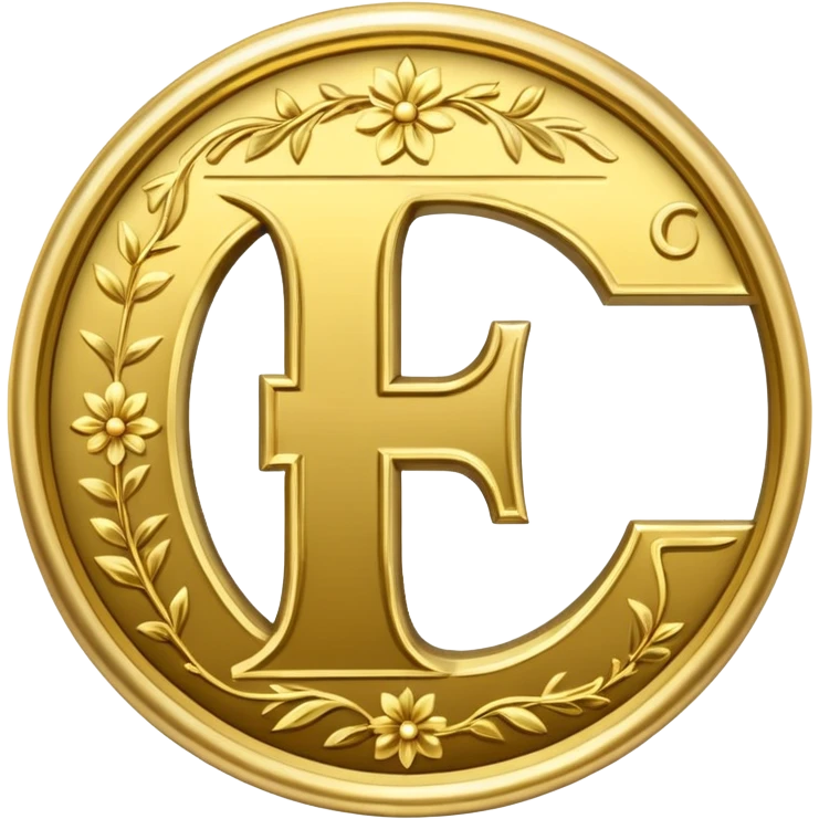 Currency symbol for the money "Fcoins" letter F in gold emoji