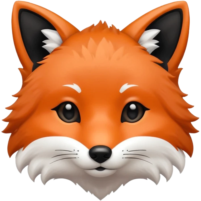 une tête de renard trop kawaii avec des poils noirs à la place des poils blancs emoji