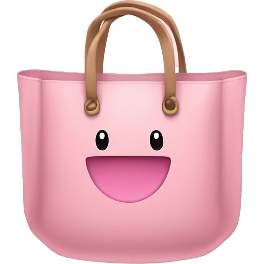 An emoji of an applestore bag in pastel pink emoji