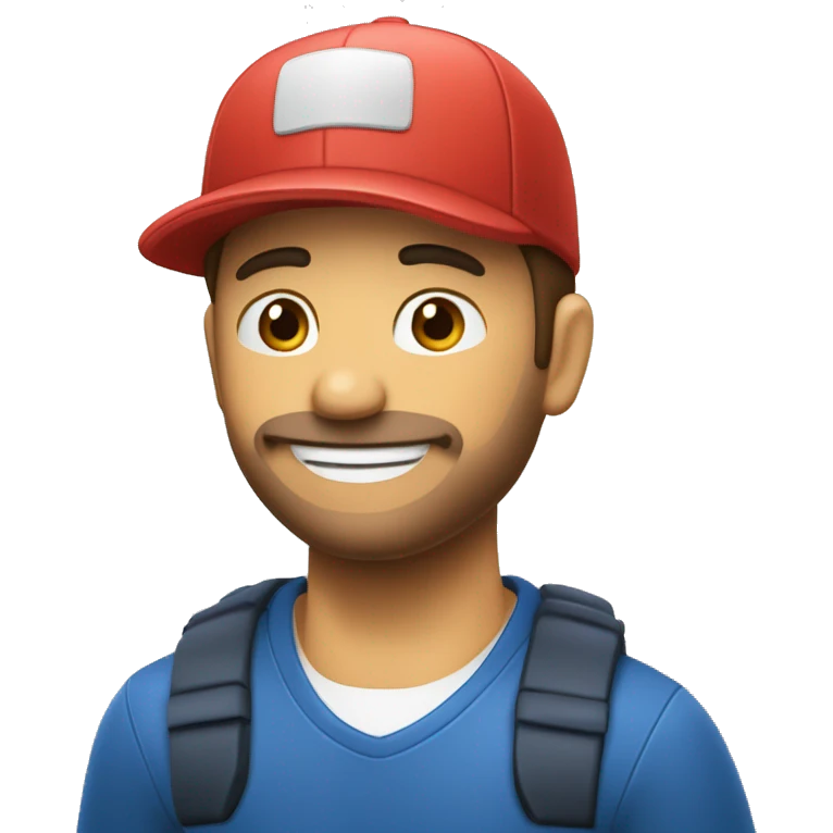 Quiero un emoji sonriendo que tenga una gorra azul marino y que tenga escrito PCAD emoji