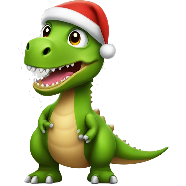 dinosaur with christmas hat emoji