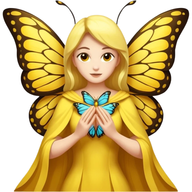 nature spirit woman dressed as butterfly herald yellow, wing sleeves spread emoji