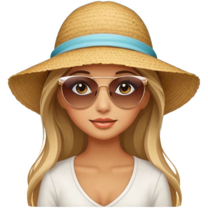 pretty girl with long hair and highlights makeup 🐬 at the beach. 🏝️ emoji