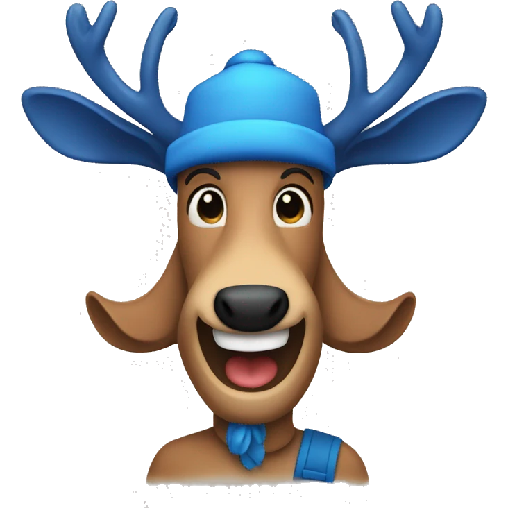 Deer human with blue hat smiling emoji
