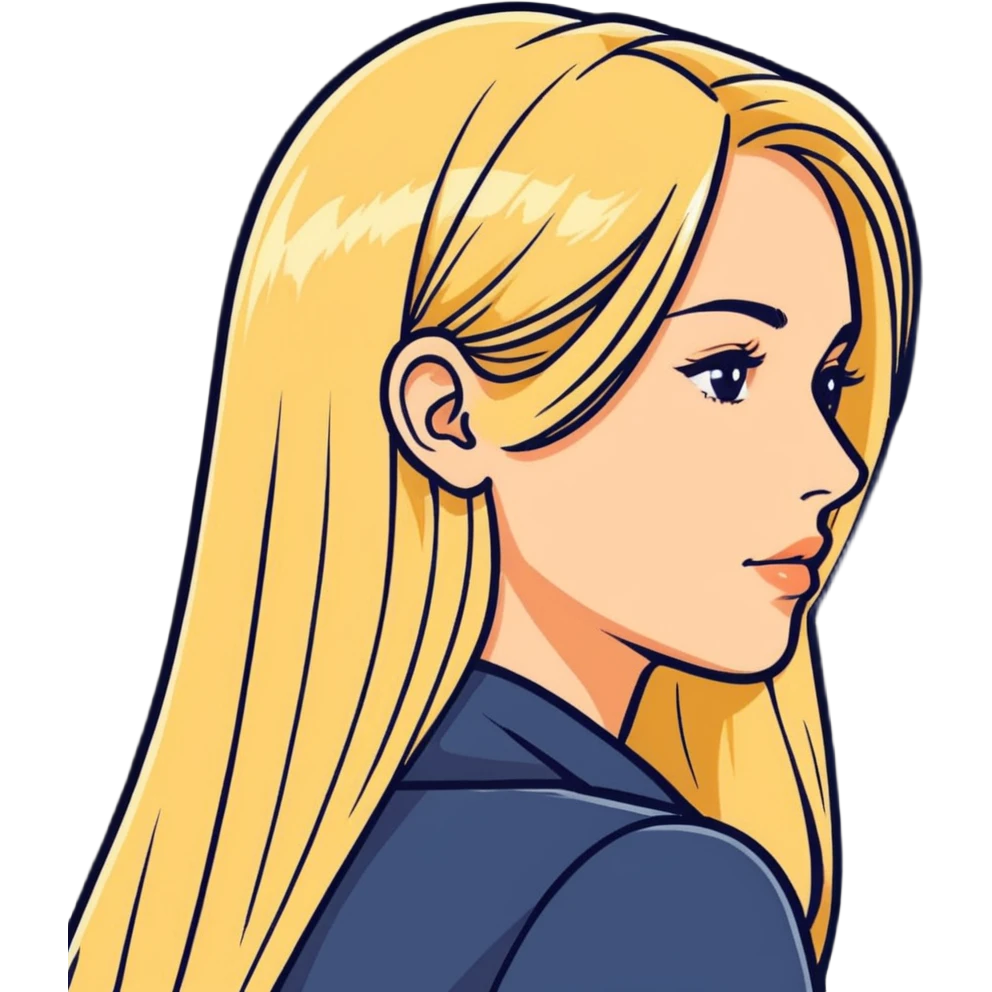woman with long blonde hair, close-up, only head, same angle as reference photo emoji