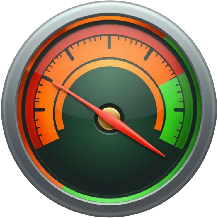 a meter gauge. Use 3 colors. red on the part. Orange on the middle. Green on the right. emoji