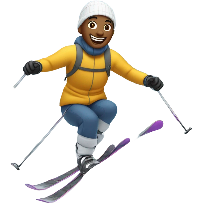 bald boy enjoying nature while skiing  emoji