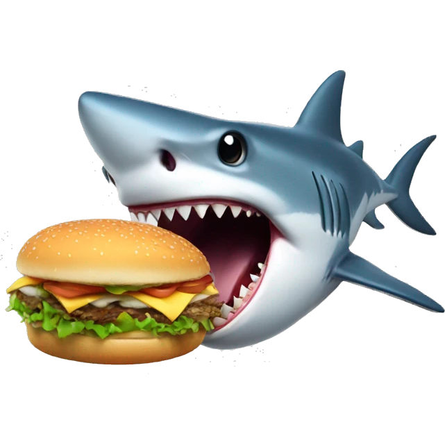 shark eating hamburger emoji