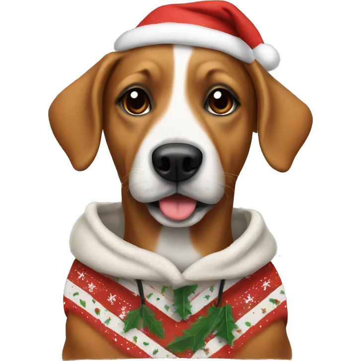 Dog with a Christmas hoodie emoji