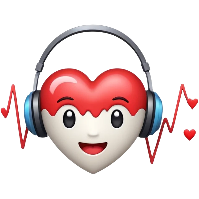 cute sound wave character with heart eyes listening to music emoji