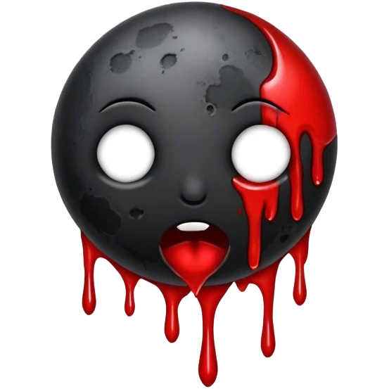 Black moon with blood dripping from it  emoji