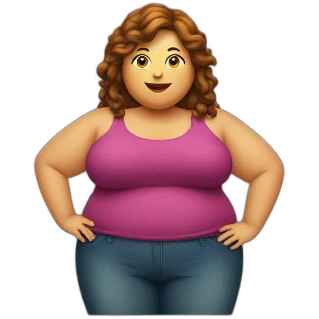 obese-jeune-woman-big-belly-cheveux-long-marron emoji