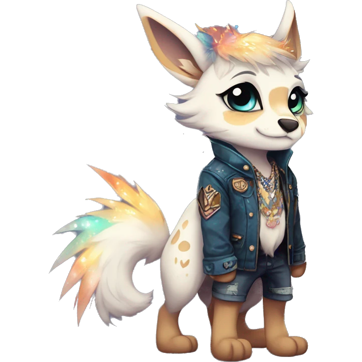 Cool cute Kawaii edgy fantasy animal sparkle fursona by griffsnuff & LiLaiRa & Falvie full body emoji