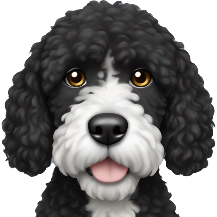 completely black with white tiny spot on the top of head portuguese water dog emoji
