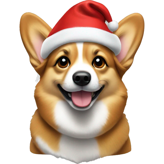 Corgi wearing Christmas hat emoji