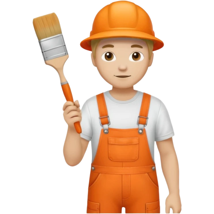 painter in orange overalls standing full body emoji