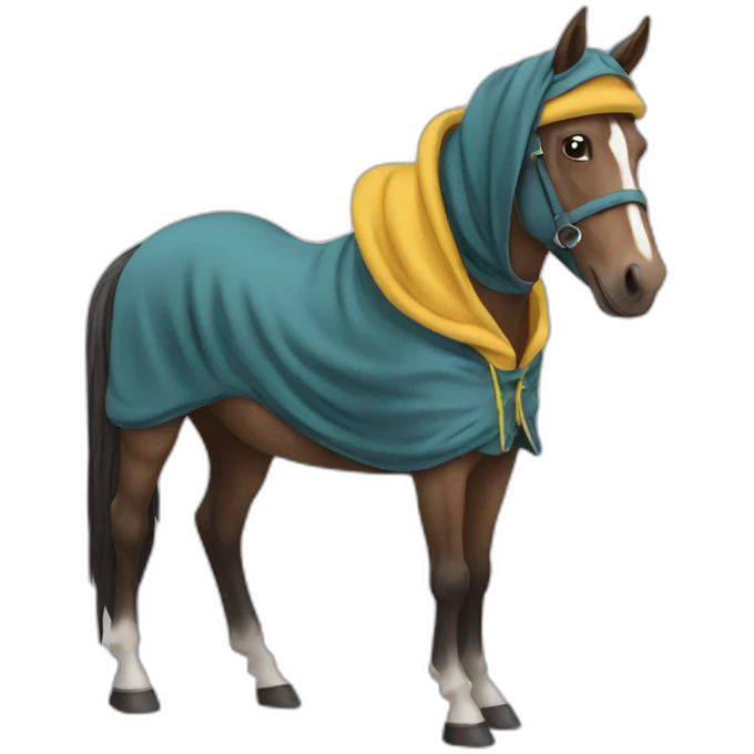 A horse wearing a hoodie emoji