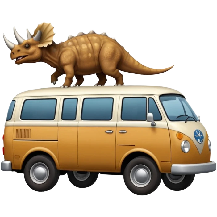 realistic triceratops chasing a van emoji