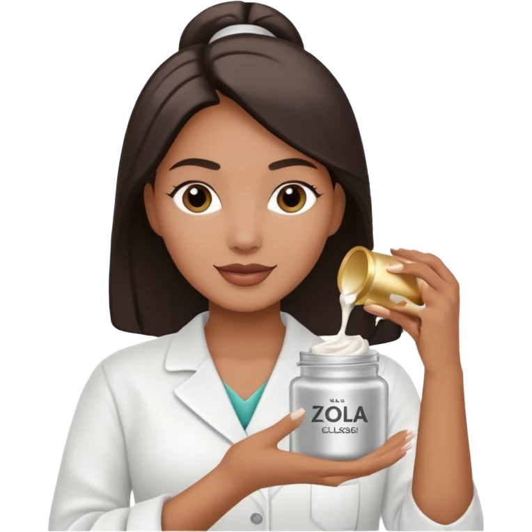 Esthéticienne tenant un pot de lotion Zola Classic argentée emoji