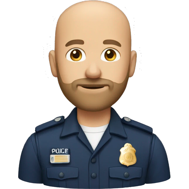 Bald Caucasian man with light brown beard in police uniform  emoji