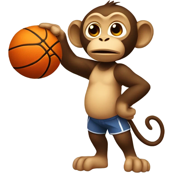 monkey with basketball and chicken wing emoji