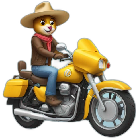 un chat sur une moto avec un sombrero emoji