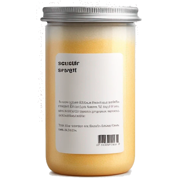 body scrub pot with label emoji