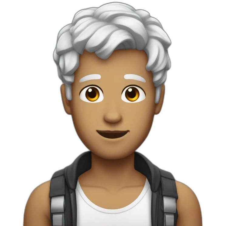 Bou with a slightly  white skin tone, his hair was black, wet and short, and his eyes were black  emoji