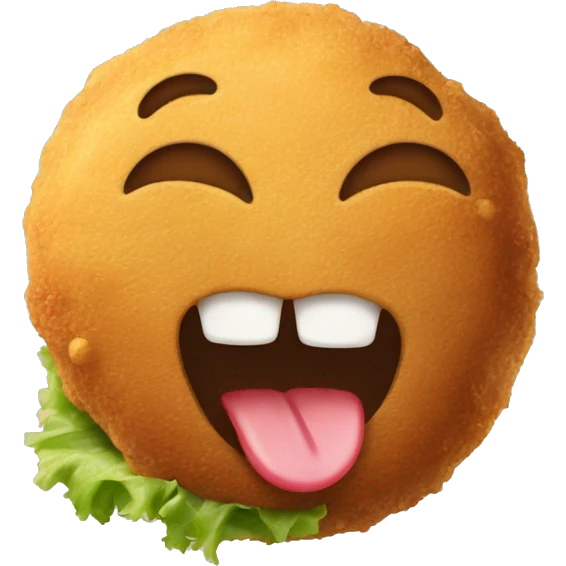 smiling falafel piece with tongue out licking itself emoji