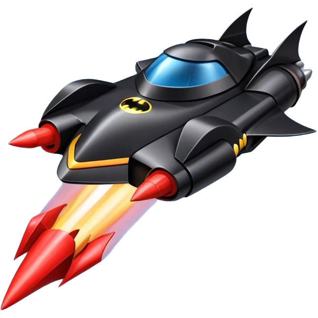 batmobile riding a rocket ship boom! emoji