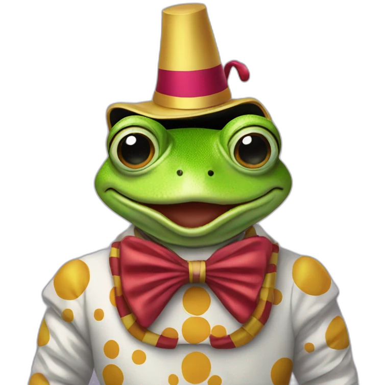a frog in a clown suit on saturn emoji