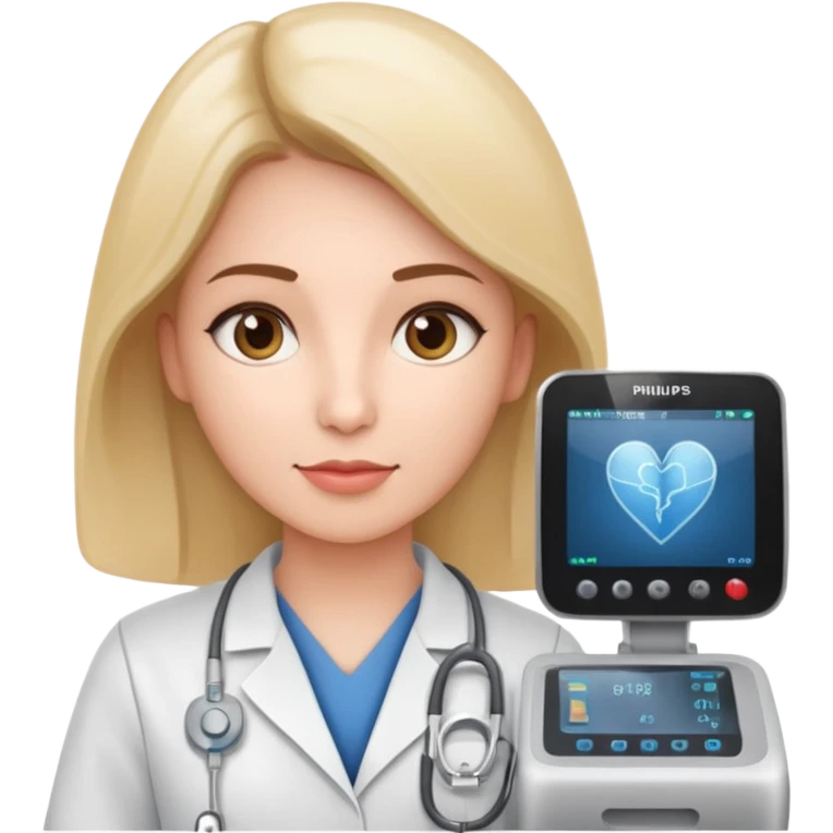 Cardiac sonographer with Philips ultrasound machine emoji