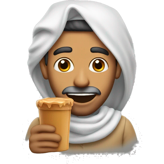 Arab man with mouth full of peanut butter emoji