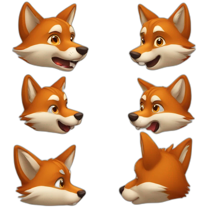 Renard qui fait un bisou à un loup emoji
