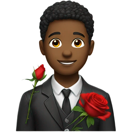 Boy with a red rose emoji