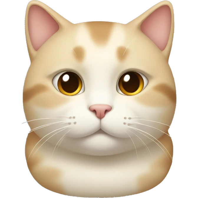 chubby beige and white cat with a belly emoji