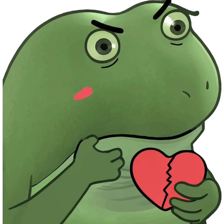 Sad person holding a broken heart emoji