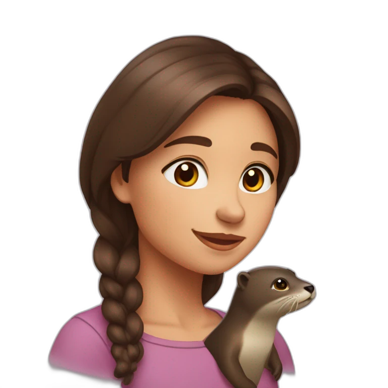 Une fille brune avec une loutre emoji