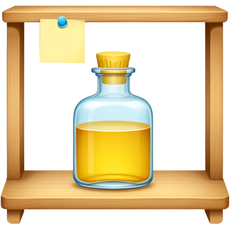 serum bottle on a shelf with a sticky note without any text emoji