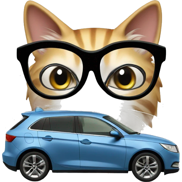 A cat in to a megane car  emoji