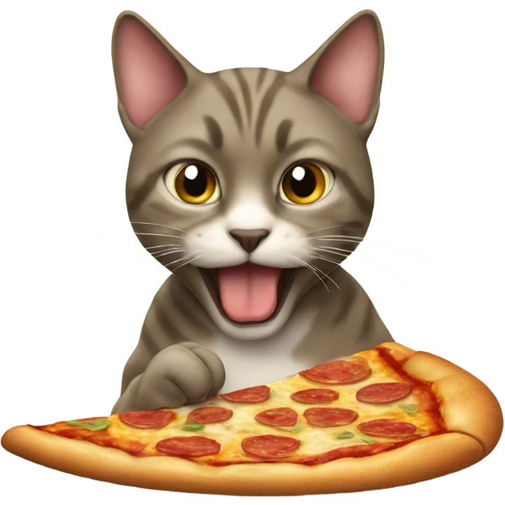 Cat eating pizza emoji