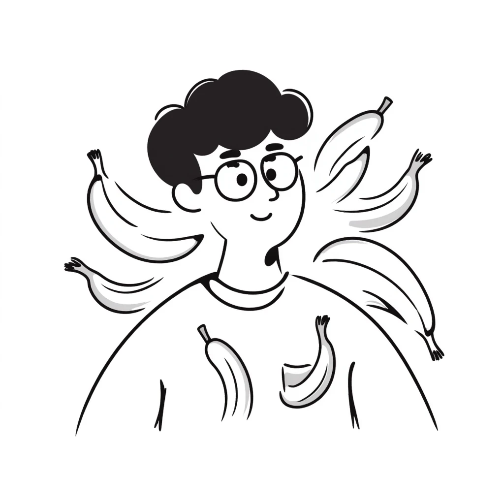 a man with black glasses around bananas emoji