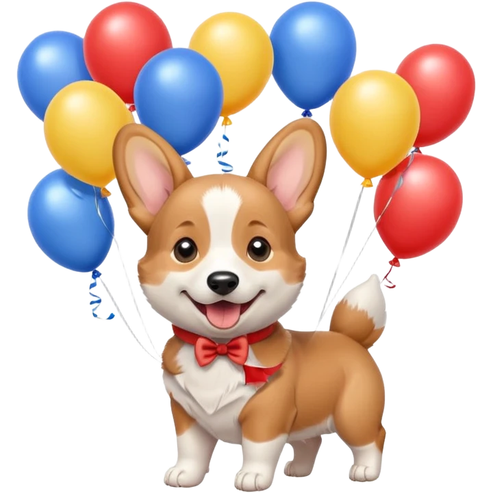 caricatura gorgi gales perrita celebrando feliz con globos y emocion  emoji