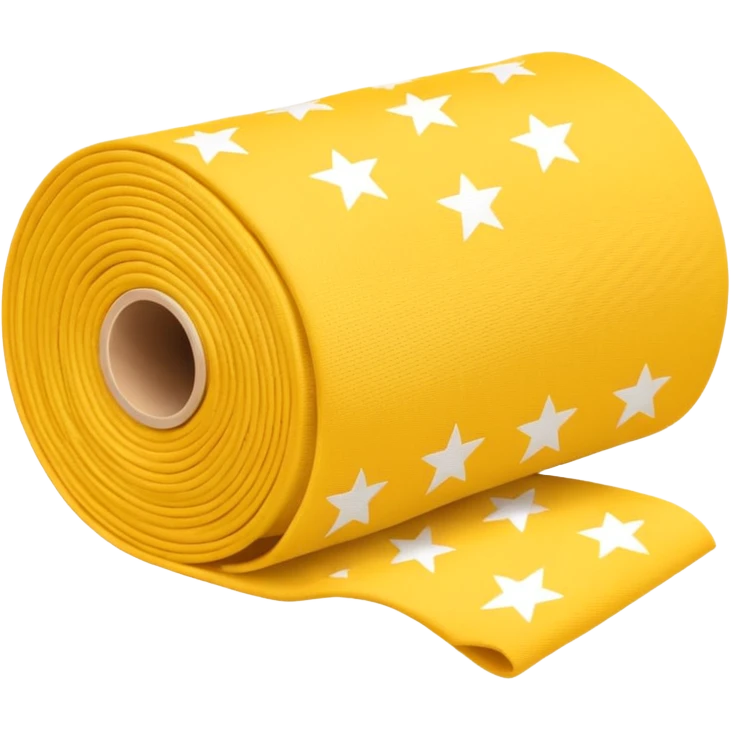yellow roll of fabric with star pattern, smart fabric, high-tech textile emoji